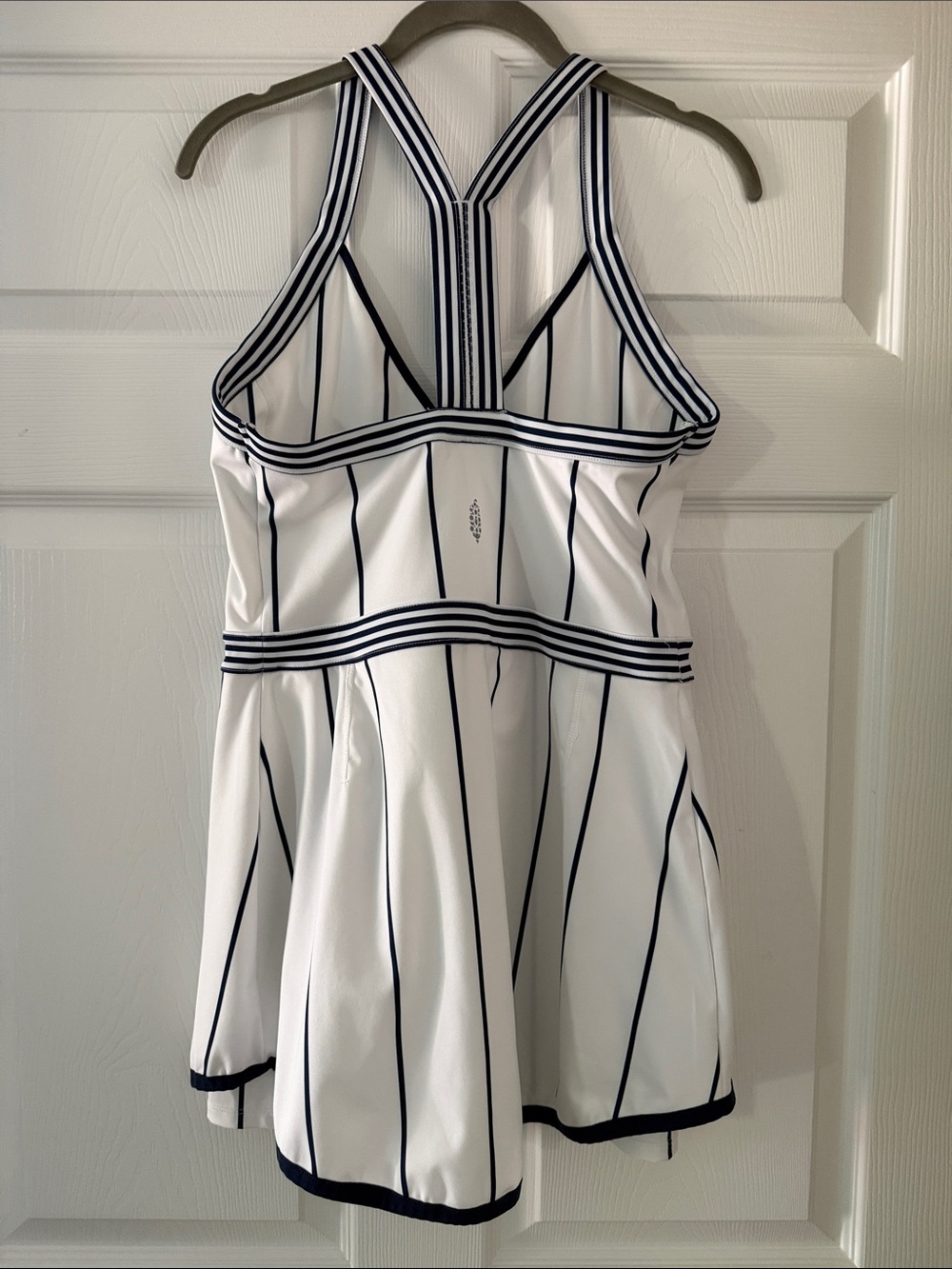 Free People White Athletic Mini Dress with Navy Pinstripes - Picture 5 of 5